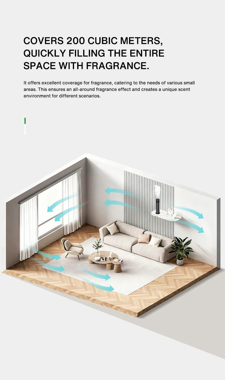 200m³ Smart Electric Essential Oil Diffuser Battery Smell Distributor Fragrance Waterless Bluetooth Scent Device Home Room Hotel