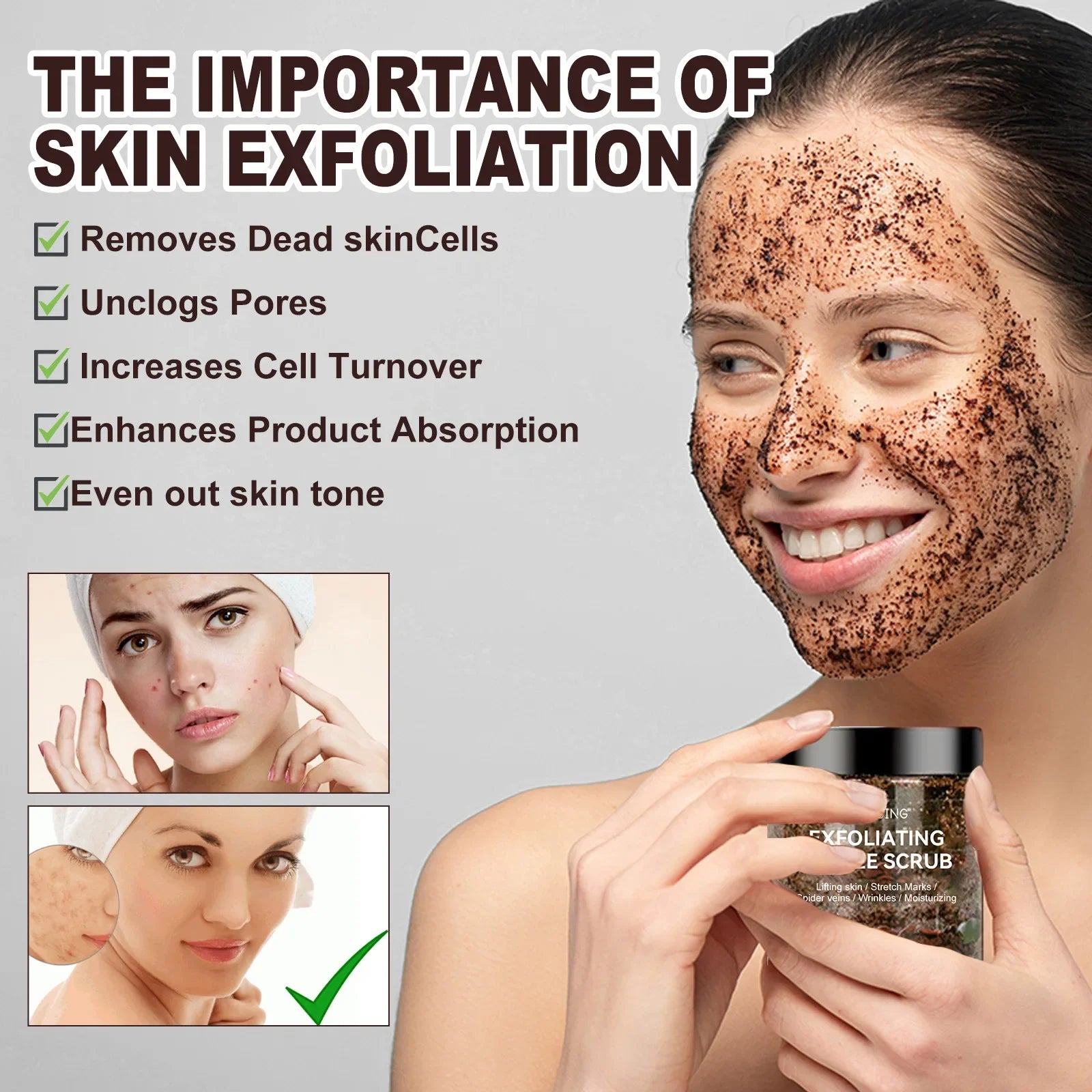 Coffee Body Scrub for Dark Spot Removal - Natural Exfoliant 200g Scrubs Treatments Tidesmit