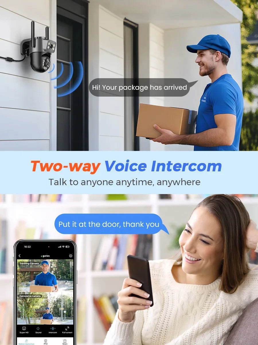 BESDER 5K 10MP PTZ Wifi Camera AI Auto Tracking 5G Dual Band Outdoor Dual Lens 8MP 4K CCTV Security IP Camera Wifi6 Cam Audio