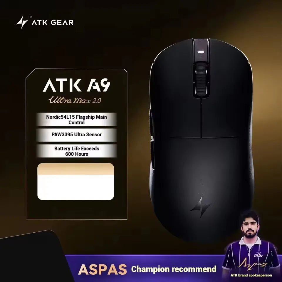 ATK A9 PLUS ULTRA Series Mouse Dual 8K Wireless Mouse Bluetooth Lightweight PAW3950 Ultra Nordic52840 E-sports Mice Gift