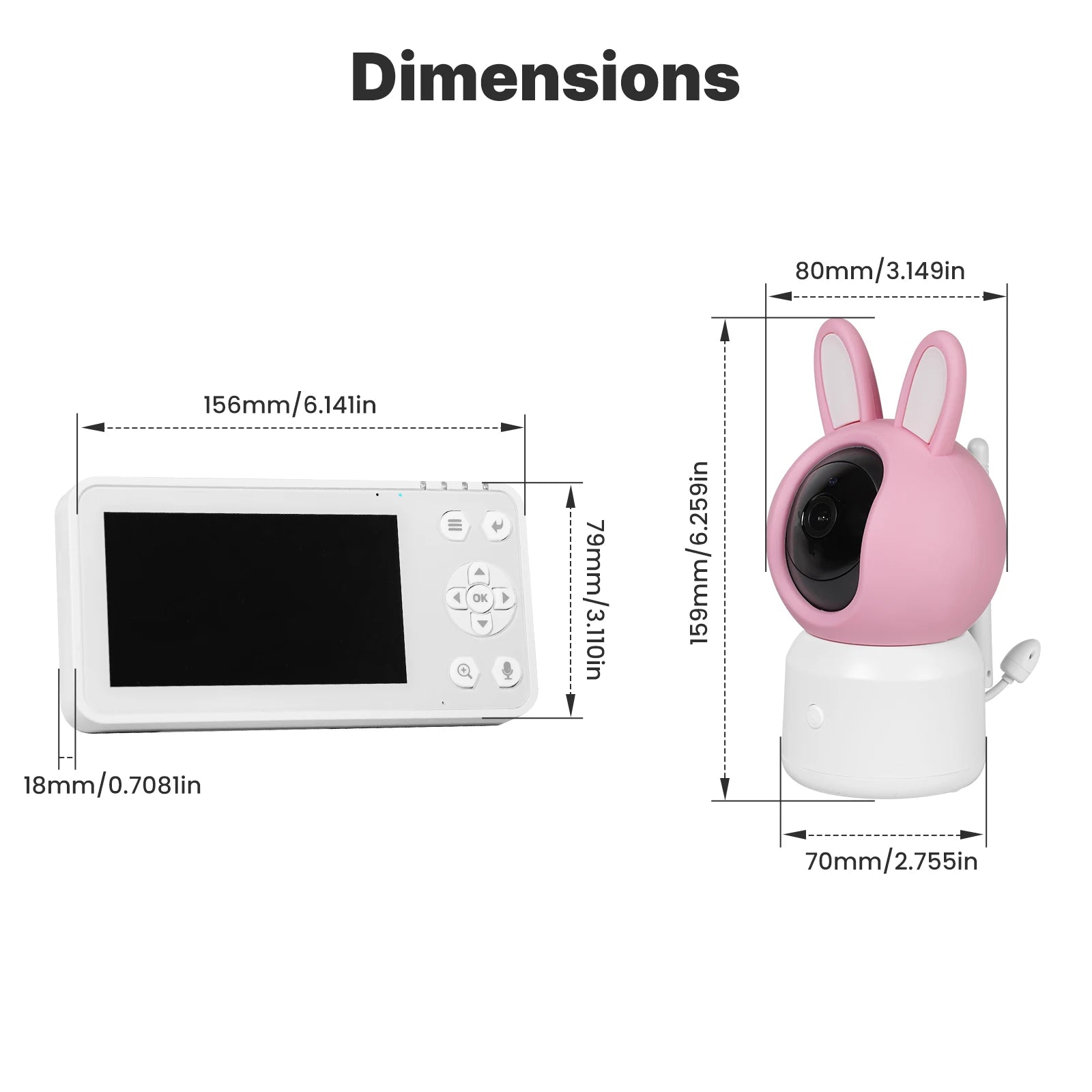 MOES Tuya WiFi Smart Baby Monitor Security Camera 4.5 Inch LCD Screen PTZ Zoom Video Surveillance Temperature Sensor