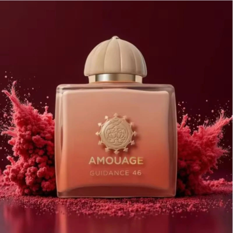 Amouage Guidance 46 Women’s EDP: 100ml floral chypre perfume in a square glass bottle with a dome cap.