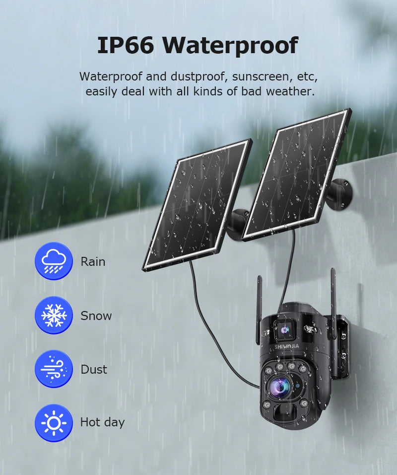 SHIWOJIA AI Ubox 4K 60X Optical Zoom 4G Solar Camera Dual Screen Outdoor WiFi PTZ PIR Detection Human Auto Tracking CCTV Cameras