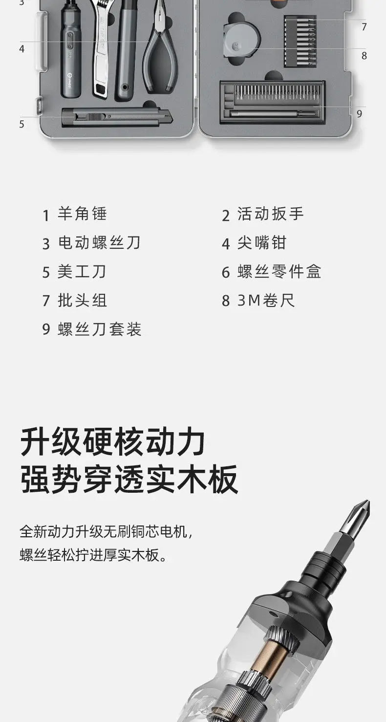 Yangzi Household Hardware Toolbox Multi-Functional Daily Home Repair Tools Combination Sets Electric Screwdriver Electrician