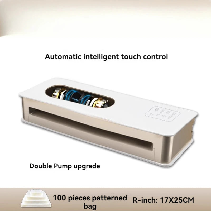 Automatic double-pump vacuum sealing machine with touch control panel and sealing bar