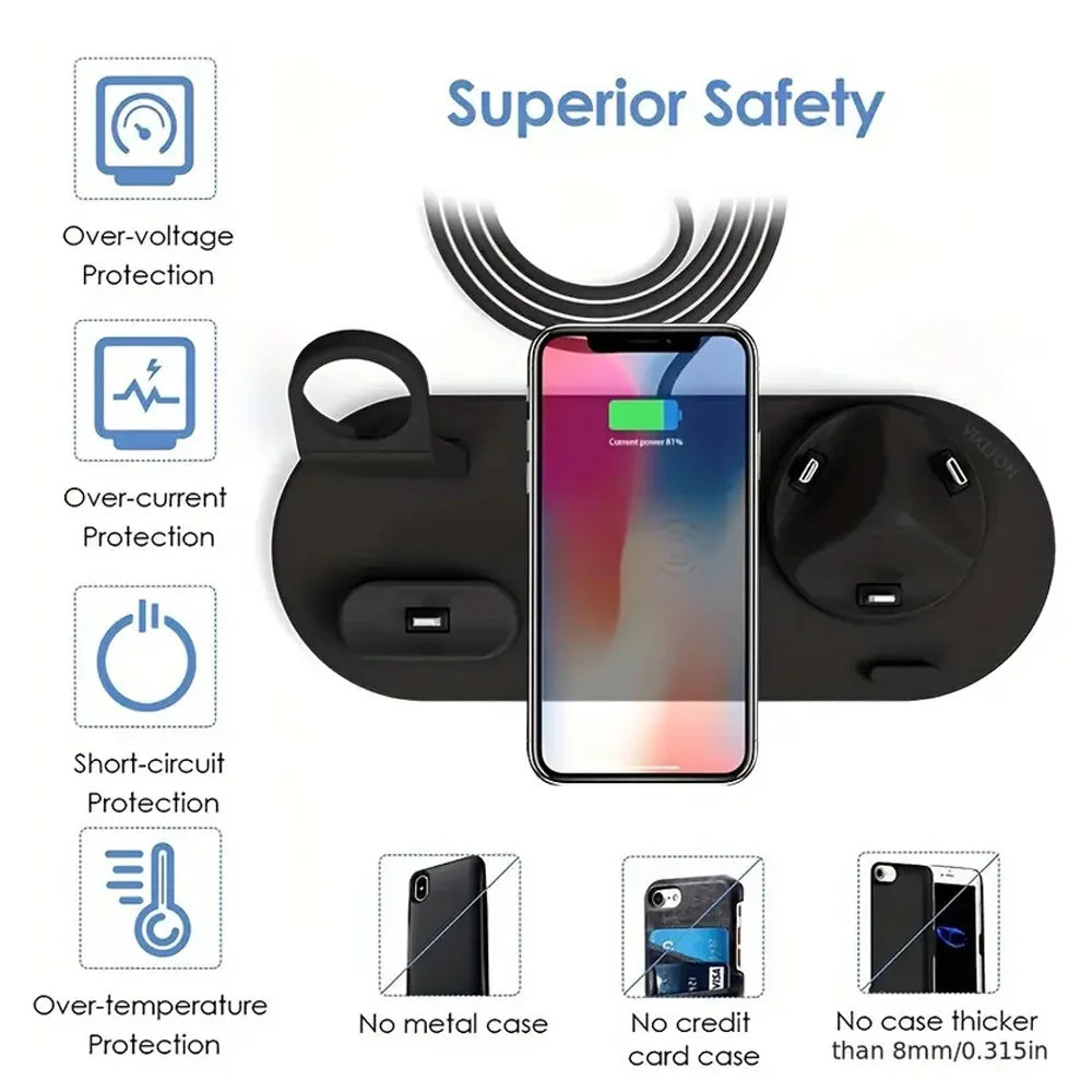 Wireless Charging Station - Qi Certified MagSafe Compatible Multi-Device Tidesmit