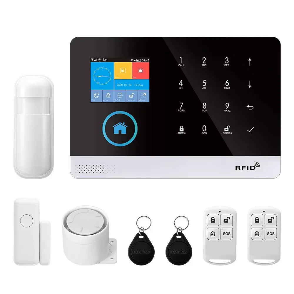 Wireless Home Security Alarm System WiFi GSM Smart Kit by Tidesmit 2G GSM Kit A EU Plug Tidesmit