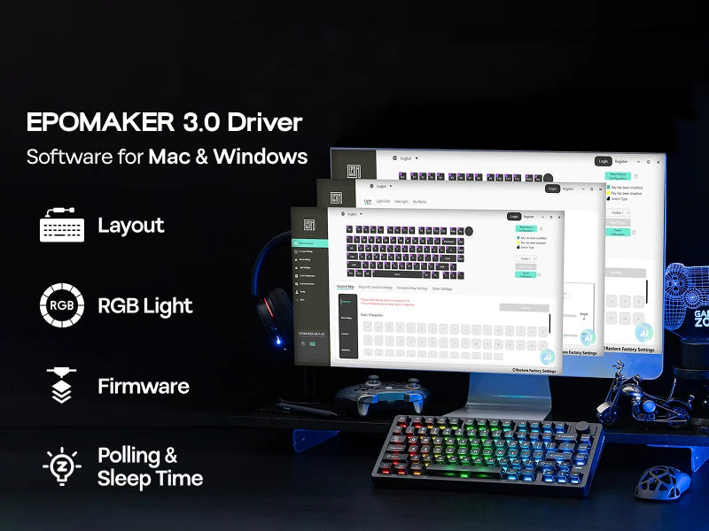 EPOMAKER HE75 V2 75% ANSI US Layout Tri-mode Wireless Hall Effect Gaming Keyboard 0.005mm Adjustable Actuation/Rapid Triggering