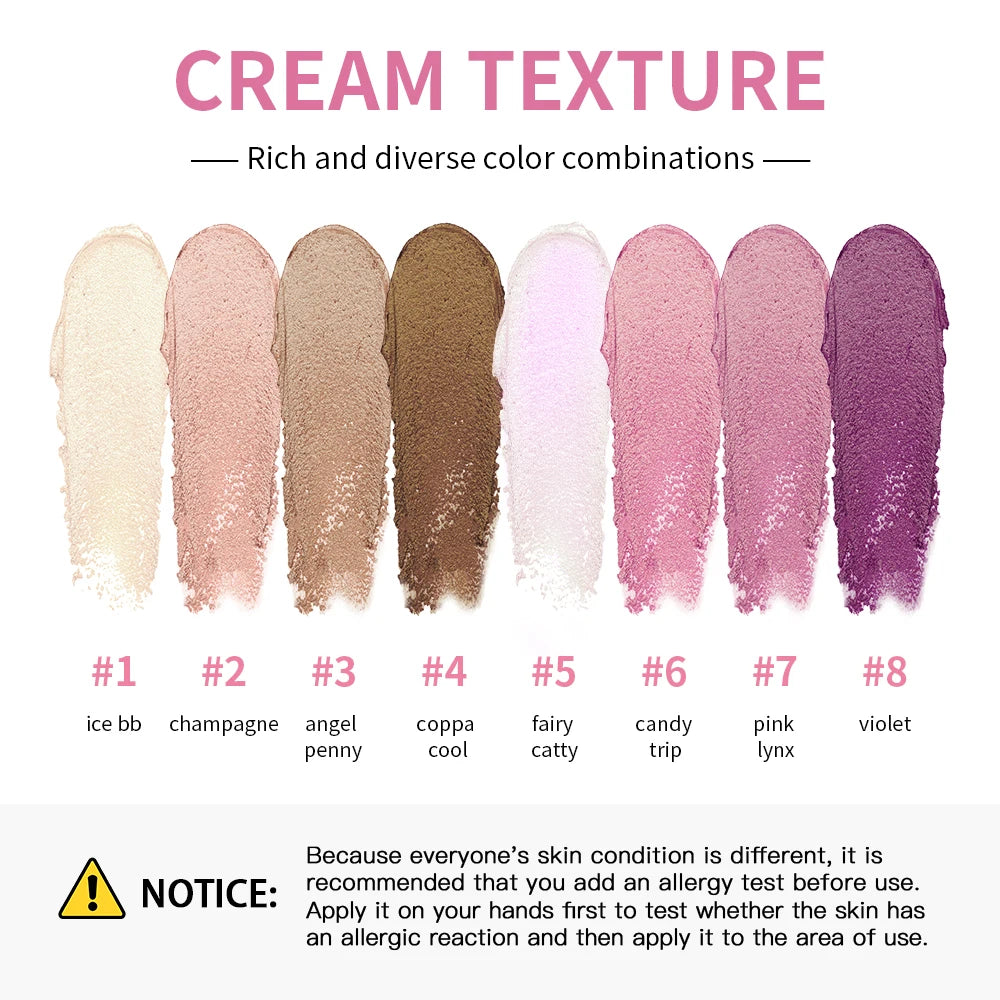 Tidesmit high gloss cement case cream palette featuring matte and shimmer pink brown nude makeup shades texture detail
