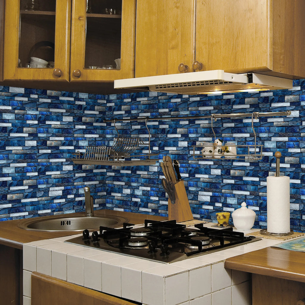 Self Adhesive Waterproof Imitation Marble Flat Wall Tiles Suitable for Indoor Wall Decoration (6/12/24/48 PCS)