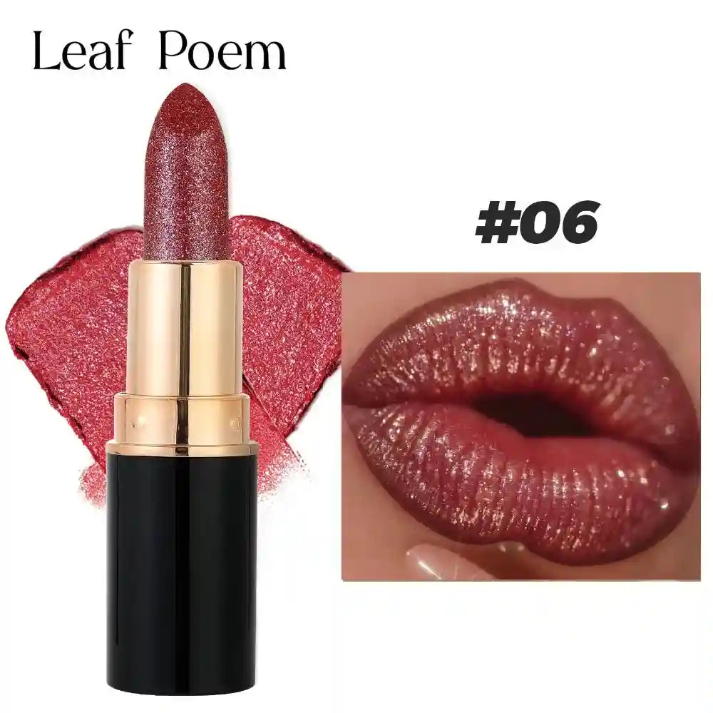 Metallic Glitter Waterproof Lipstick - Long-Lasting Shimmer Formula Lip Care Tidesmit