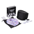 Black quilted electric thermal hair steamer cap with remote, floral inner liner, and box for spa-quality hair treatment.