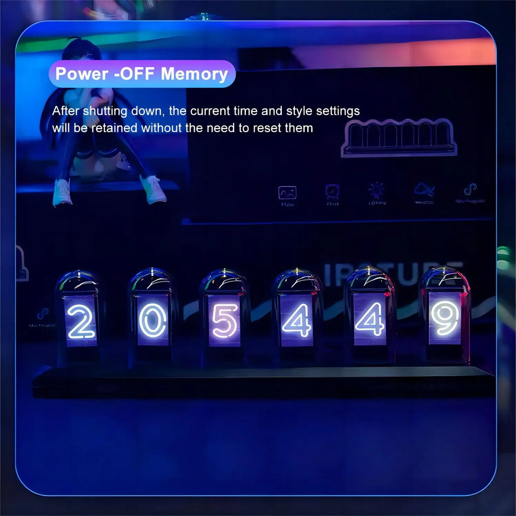 RGB Nixie Tube IPS Clock: Retro Digital Desktop Decor with Custom Display Tidesmit