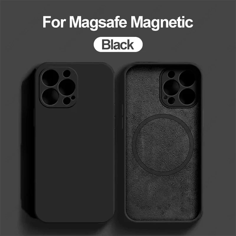 Magnetic iPhone 15 Pro Max Case: Slim Fit Shock-Absorbing Liquid Silicone Balck Tidesmit