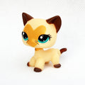 Rare #3573 yellow short hair Siamese LPS bobble head cat toy, a cute collectible figure gift for kids.