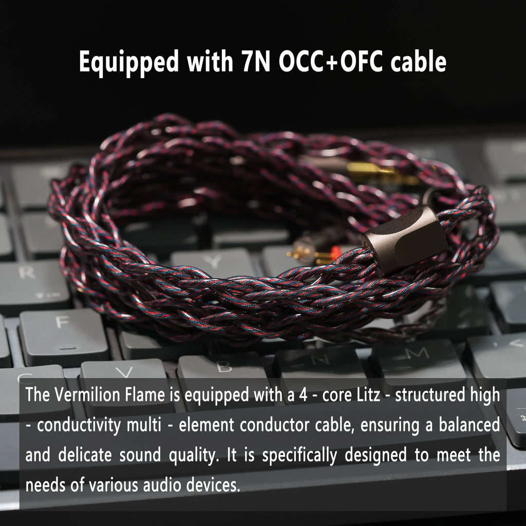 Vermilion Flame Hybrid 1DD+2BA IEM Earphones by Tidesmit Tidesmit