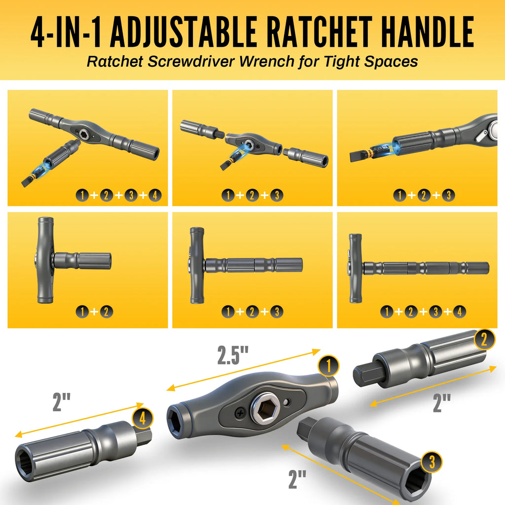 ED 46-in-1 Magnetic Ratchet Screwdriver Set with Bits, Nut Drivers & Storage Case, Multi Repair Tool Kit for Furniture, Computer