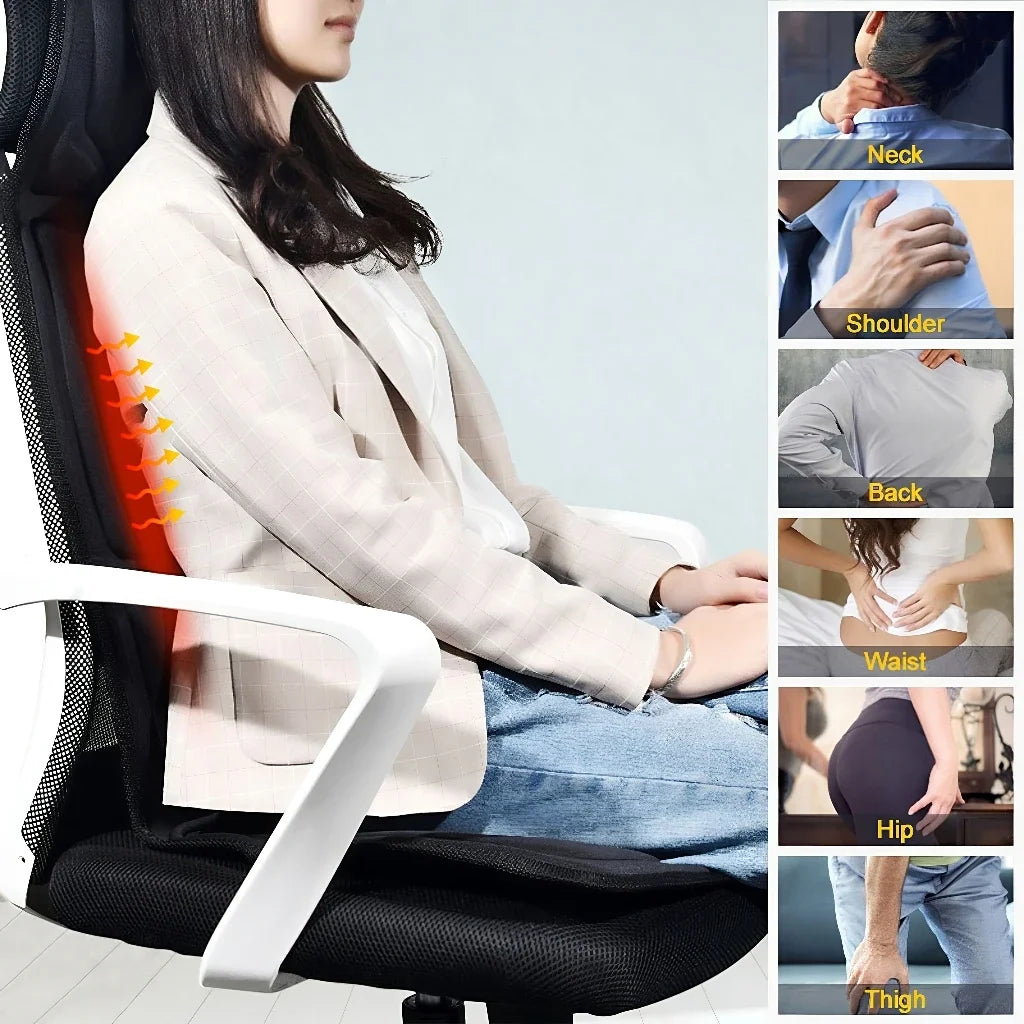 Portable Car Massage Cushion - Heated Deep Tissue Seat Pad Black Massage Cushion Tidesmit