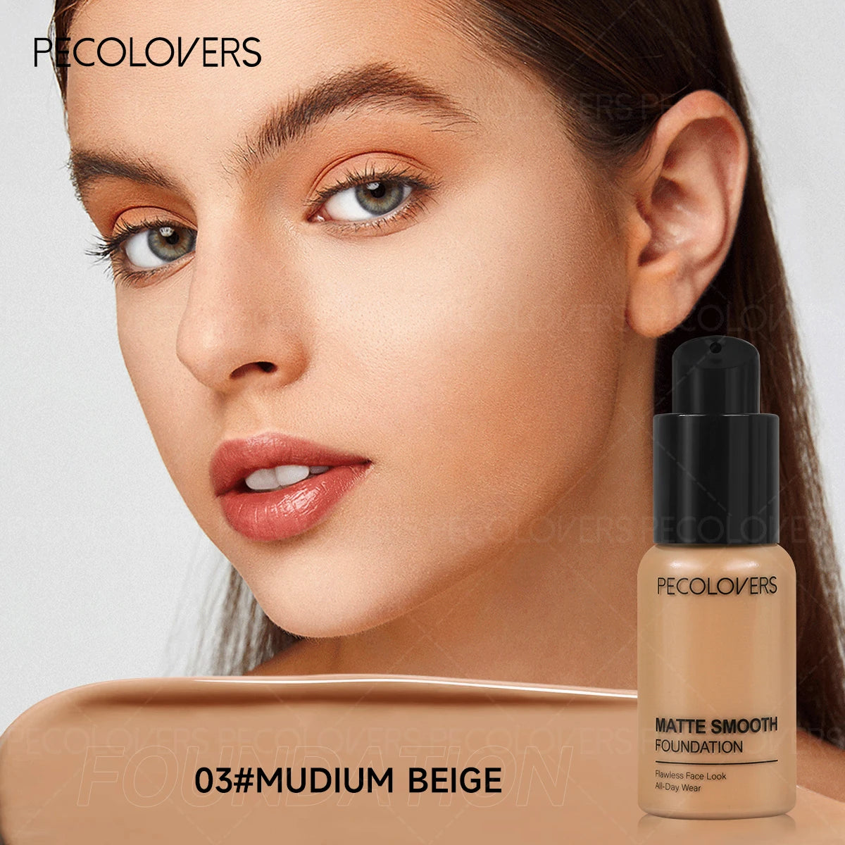 Tidesmit full coverage face foundation showing texture in detail view for oil-control waterproof long-lasting makeup