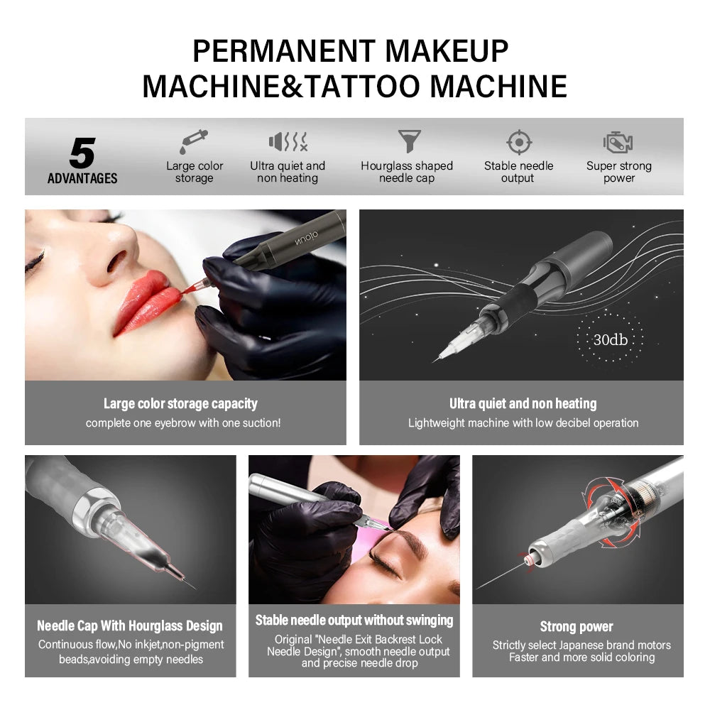 Professional PMU Machine for Eyebrow and Lip - Tidesmit Black Permanent Makeup Machines Tidesmit