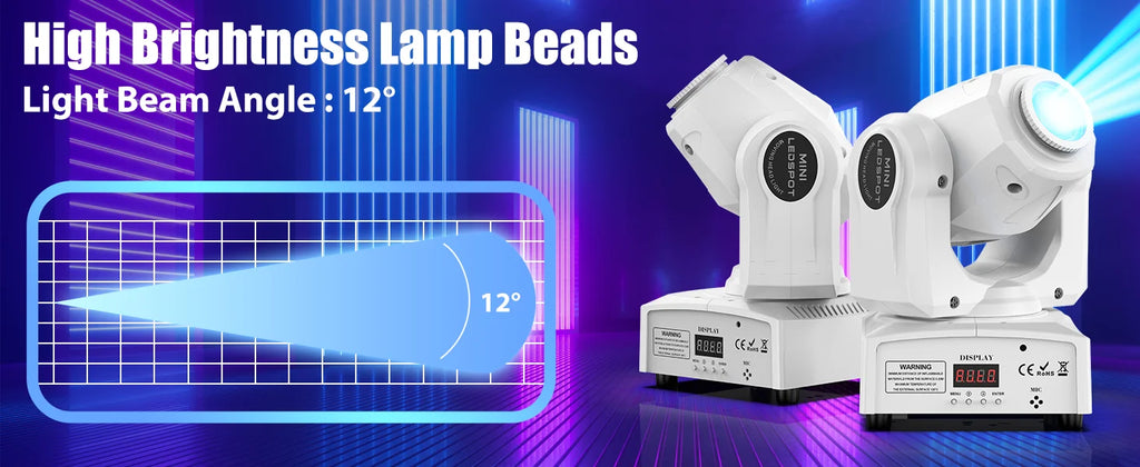 U'King 60W LED Moving Head Light White 4IN1 RGBW LED 7 Gobos Beam Stage Light DMX512 Remote Control for DJ Disco Show Party