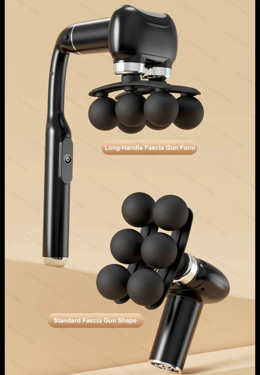 Fascia Gun with Long Handle - Rechargeable Deep Tissue Muscle Massager Fascia Gun Tidesmit