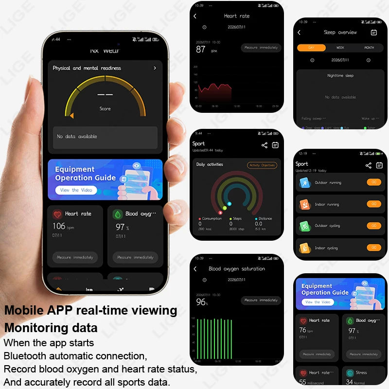 New Call Reminder Smart Watch Men Women Sports Fitness Tracker Smart Bracelet IPX8 Waterproof Heart Rate Sleep Monitor Pedometer