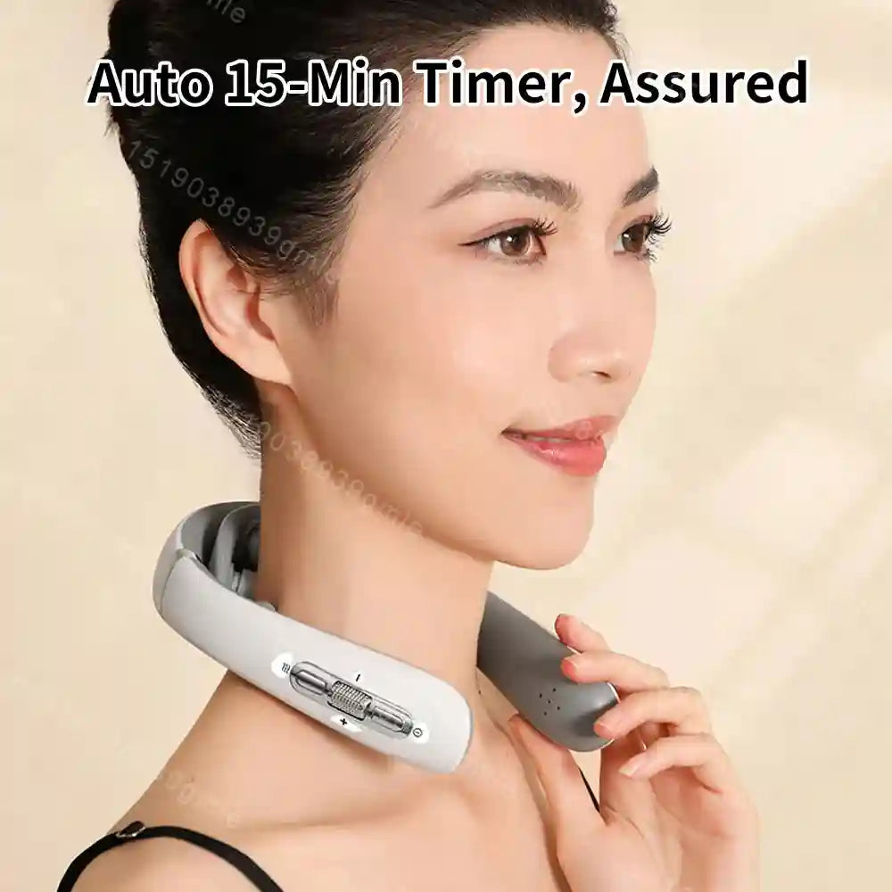 Electric Neck Massager with Heat and Shiatsu Therapy - Tidesmit White Relaxation Treatment Tidesmit