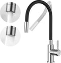 Black Kitchen Flexible Mixer, Kitchen Faucet with 2 Spray Types, Foldable Kitchen Faucet, Black Faucet with Hot and Cold Water, 360° Swivel