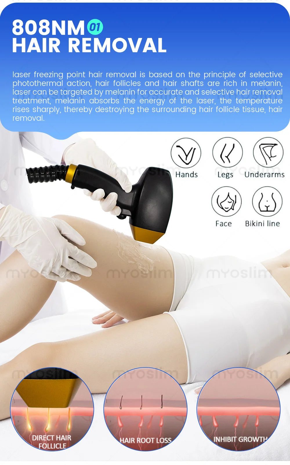 Tidesmit 4-in-1 beauty machine console showing diode laser, pico, DPL, and RF features for salon hair and tattoo removal.