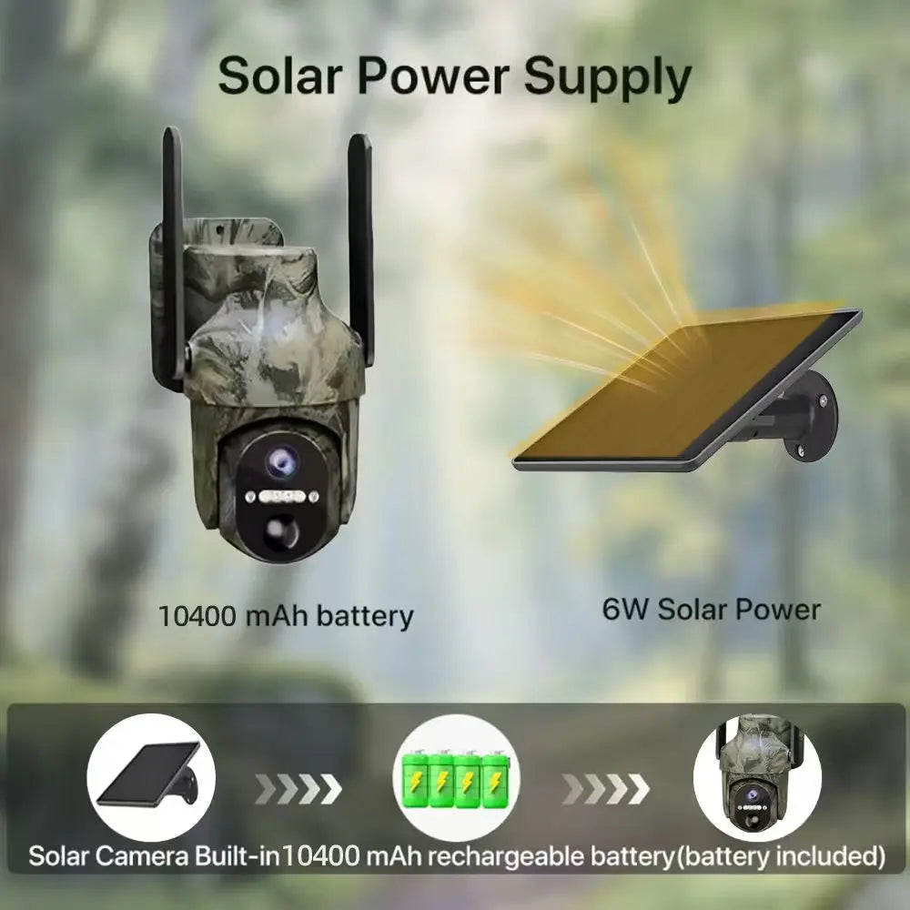 2K 3MP 4G Sim Card LTE Cellular Solar Powered Trail Hunting Wildlife Motion Activated Security Camera Outdoor Color Night Vision