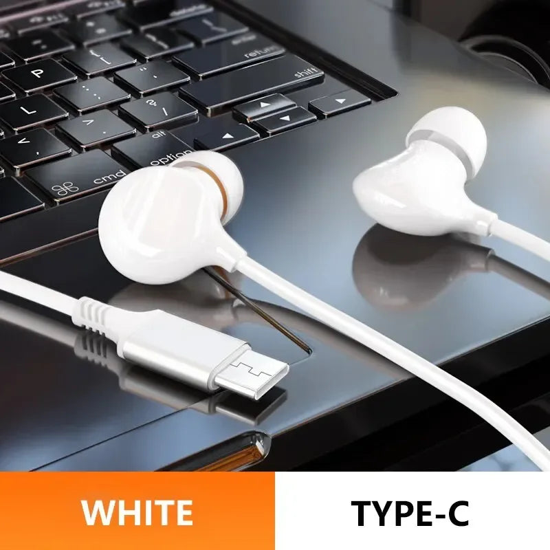 USB-C Wired HiFi Earphones with Ceramic Mic by Tidesmit Type C White Tidesmit