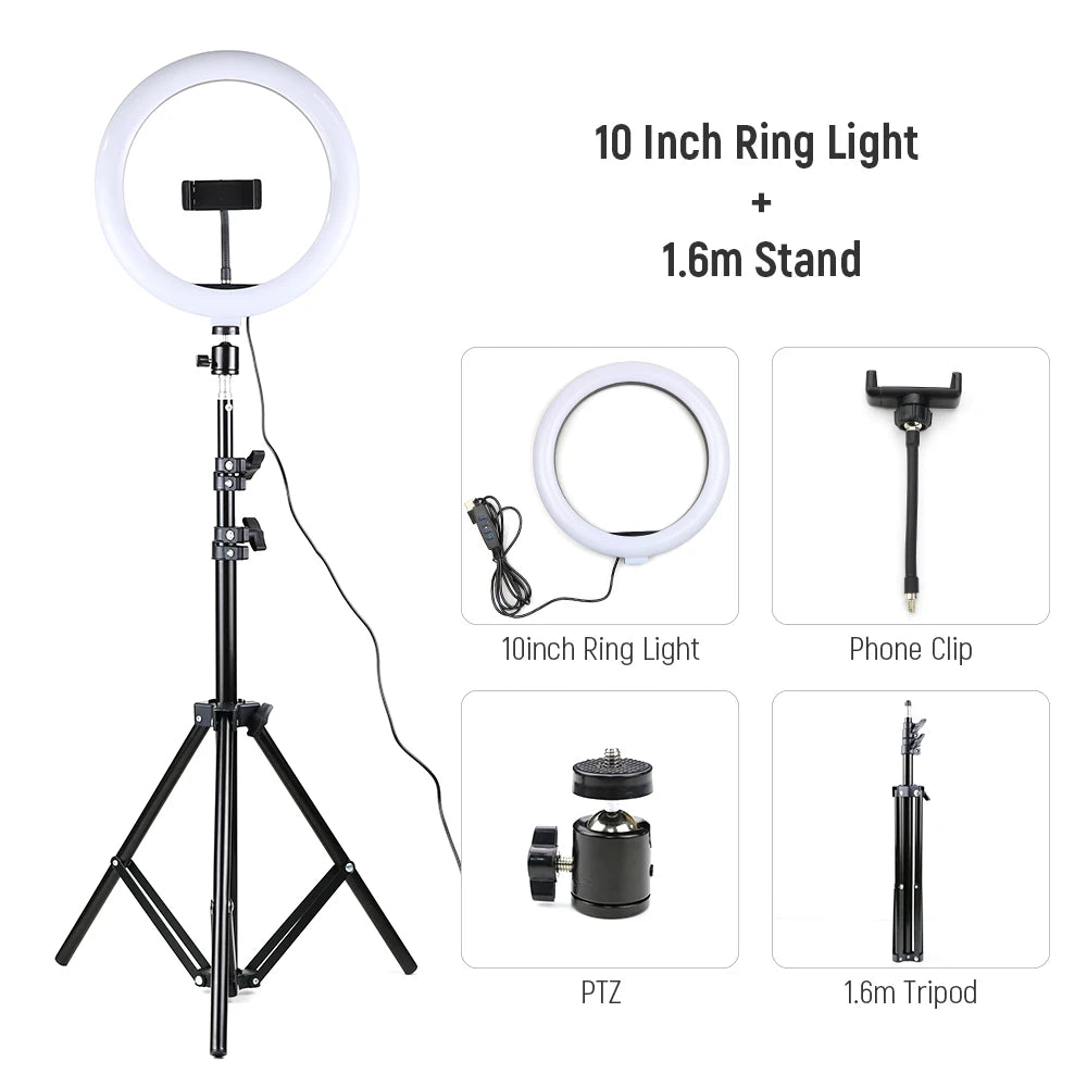 Dimmable LED Ring Light with Adjustable Tripod Stand - Tidesmit EU Light X 1.6m Tripod China Mainland Tidesmit