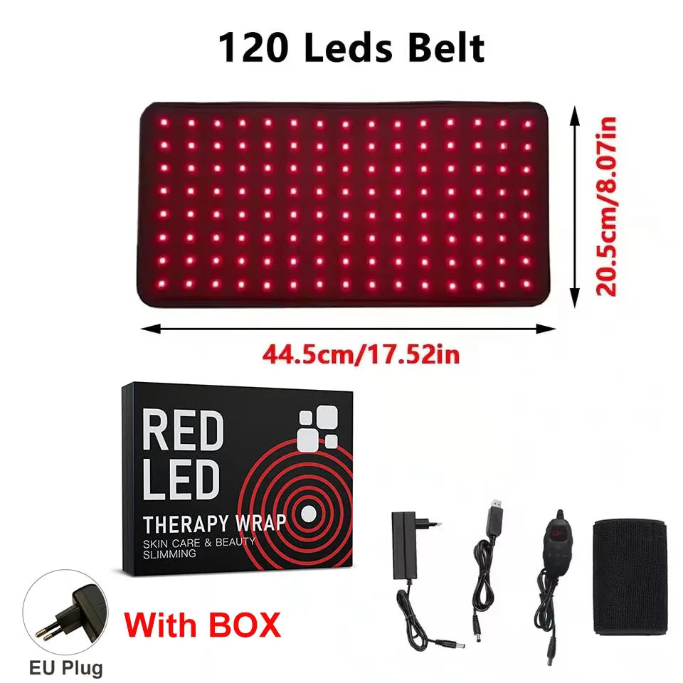 Red Light Therapy Belt: 120 LED Portable Wellness Device for Home Use Relaxation Treatment 120 Led with box-EU Tidesmit