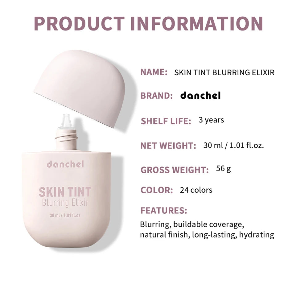 Tidesmit Skin Tint Blurring Elixir Foundation 18 texture close-up hydrating face makeup for poreless finish