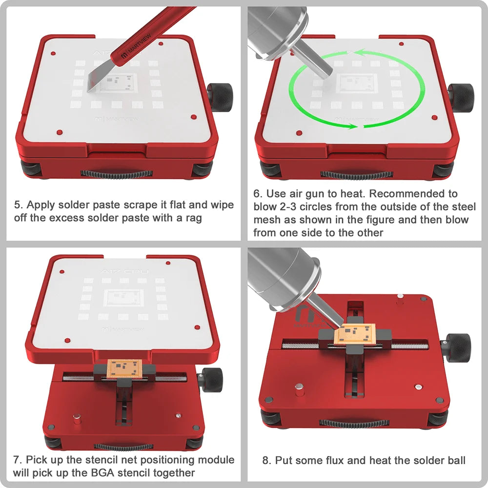 Martview RB03 RB-03 Fullset Multi-functions Automatic Positioning Universal BGA Reballing Station Holder Template - 97pcs Nets