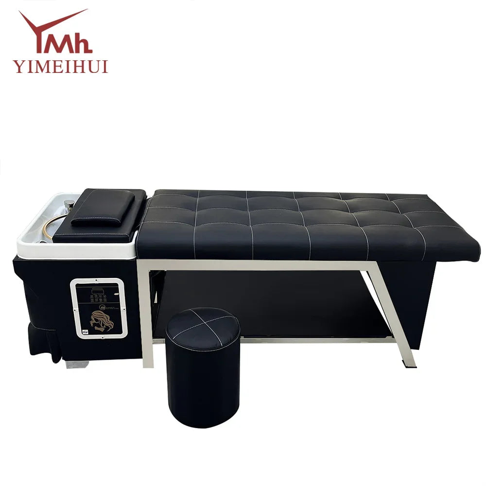 Thai Shampoo Bed With Head Spa Water Therapy System - Professional Grade Massage Chairs Black Tidesmit