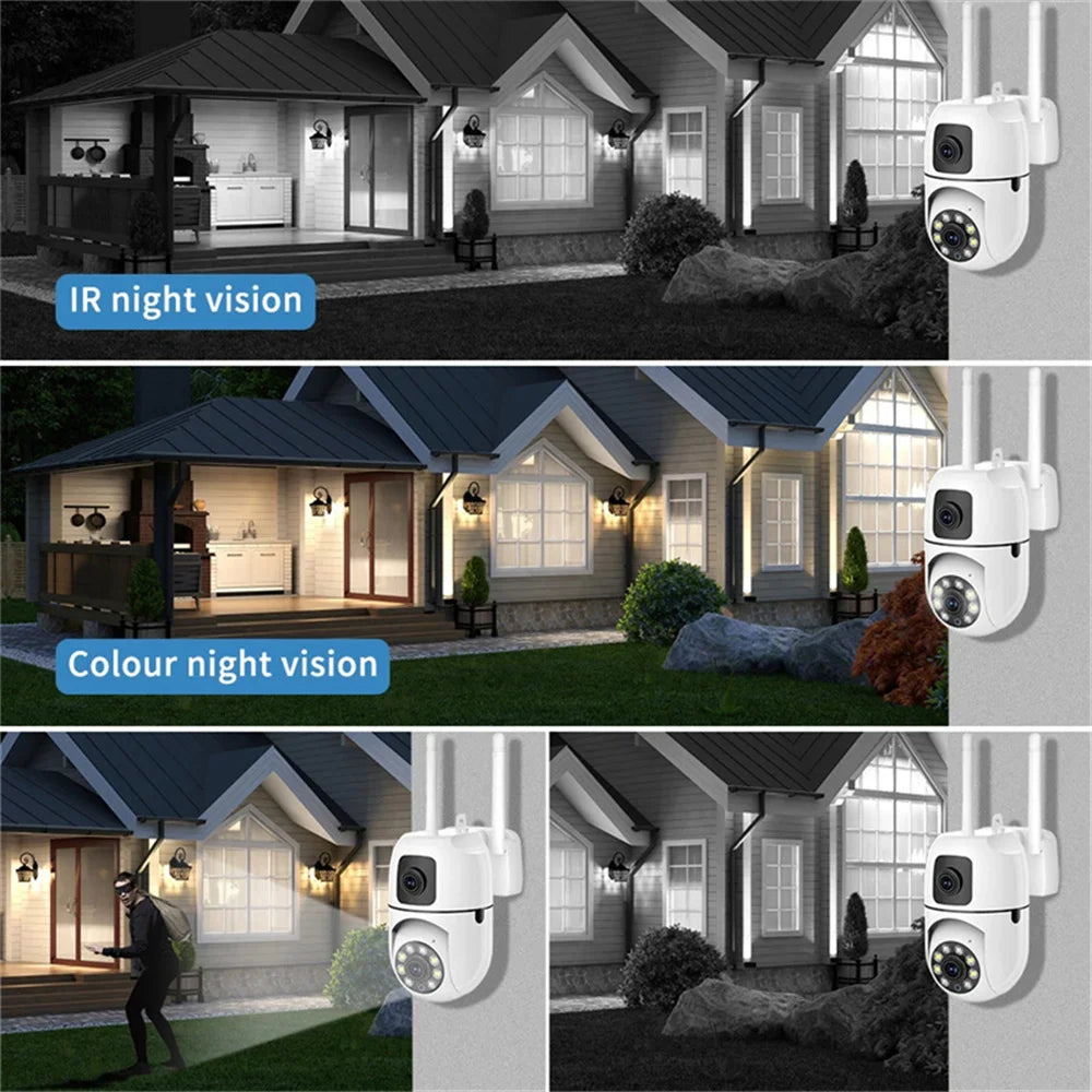 8MP WIFI Surveillance Camera Dual Lens Dual Screen 5MP IP Cameras Wireless Auto Tracking Color Night Vision 10X Zoom HD Camera