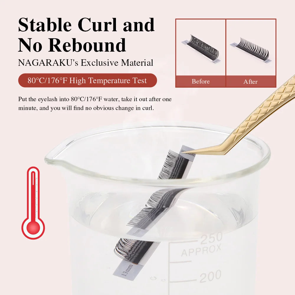 NAGARAKU U Shape YY Lashes Extensions Natural Soft 2D UU Lashes Premium Mink Brazilian Cilios False Eyelashes Tidesmit
