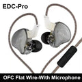 KZ EDC Pro Hi-Fi Wired In-Ear Monitors - Audiophile Stereo Earbuds Gray With Mic Tidesmit