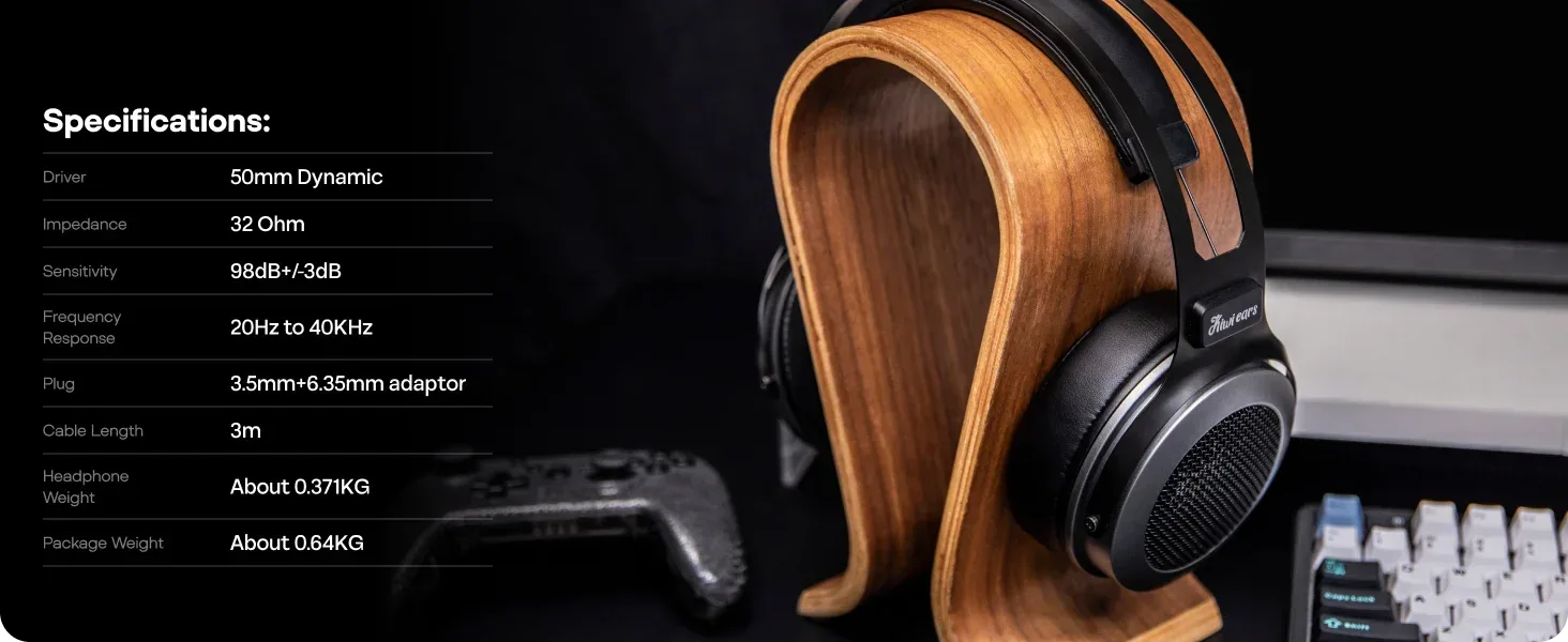Open-Back Headphones 50mm Dynamic Driver Tidesmit Audio Tidesmit