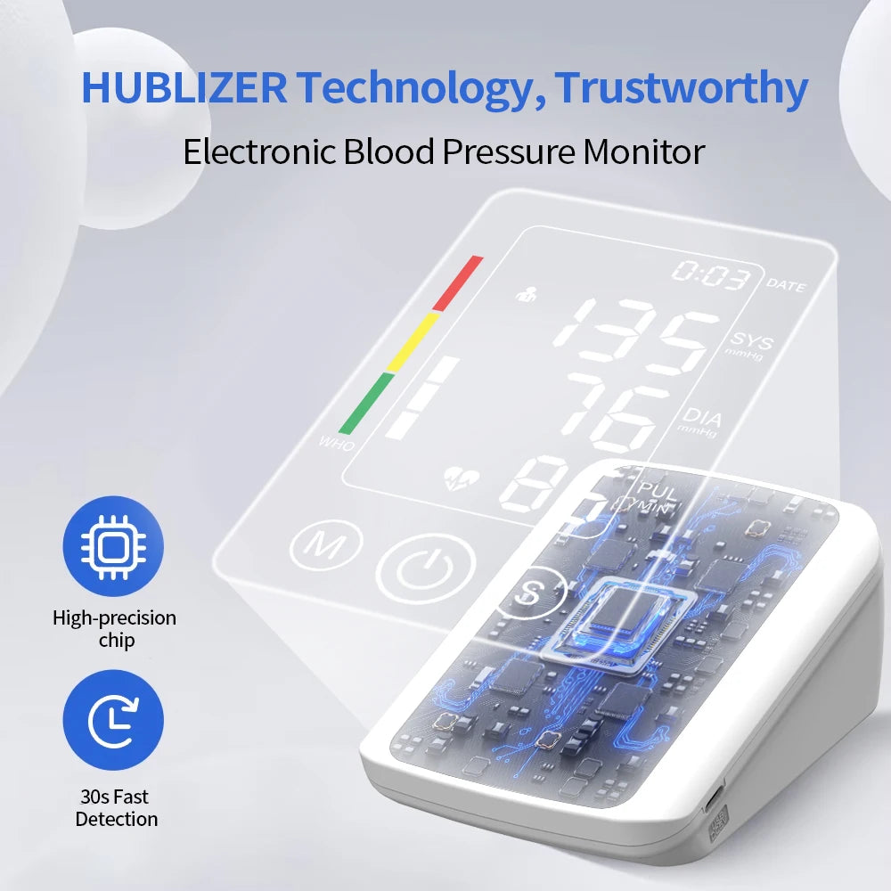 Voice Portable LED Upper Arm Blood Pressure Monitor Portable Rechargeable Digital Tonometer Sphygmomanometer BP Monitor