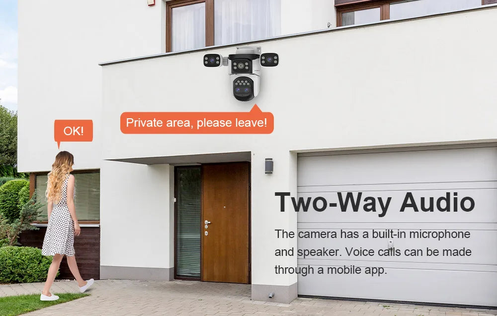 LS VISION Wireless WiFi Camera, 10K, 20MP, Outdoor, 10X Zoom, Four Lens, 720 ° PTZ, Automatic Tracking, Waterproof CCTV Cam