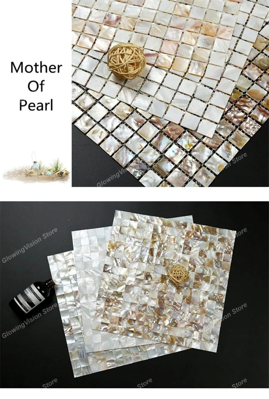 30 CM Natural Shell Mosaic Tile Sticker Sheet Mother of Pearl Wallpaper Tile for Interior Decoration Bathroom Kitchen Wall Tiles