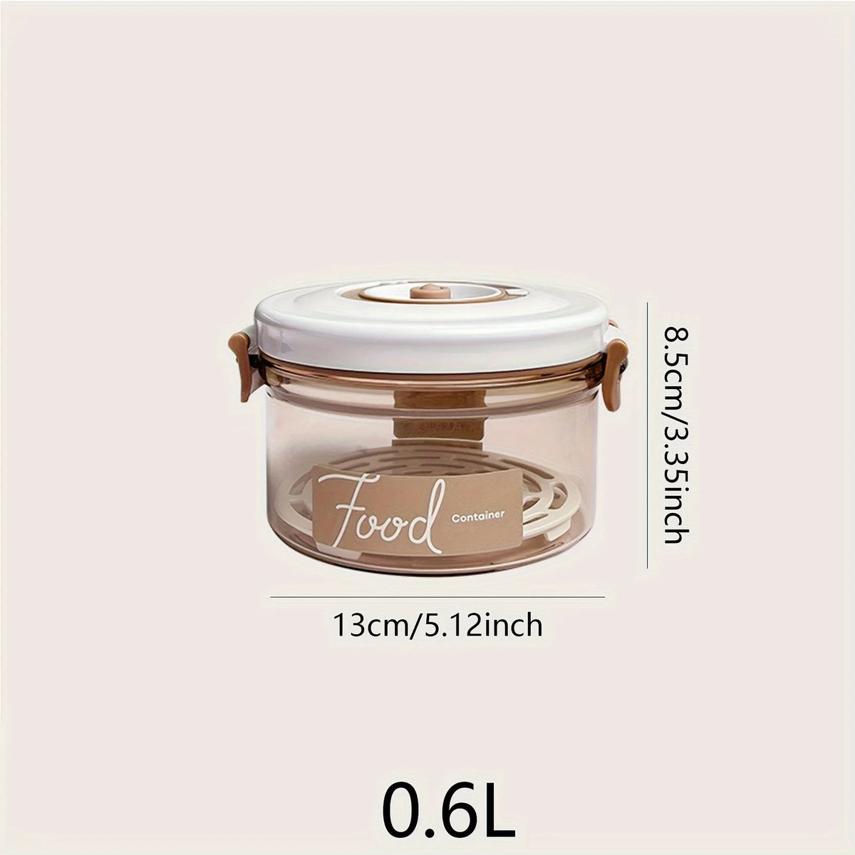 0.6L vacuum food container with white lid and frosted base