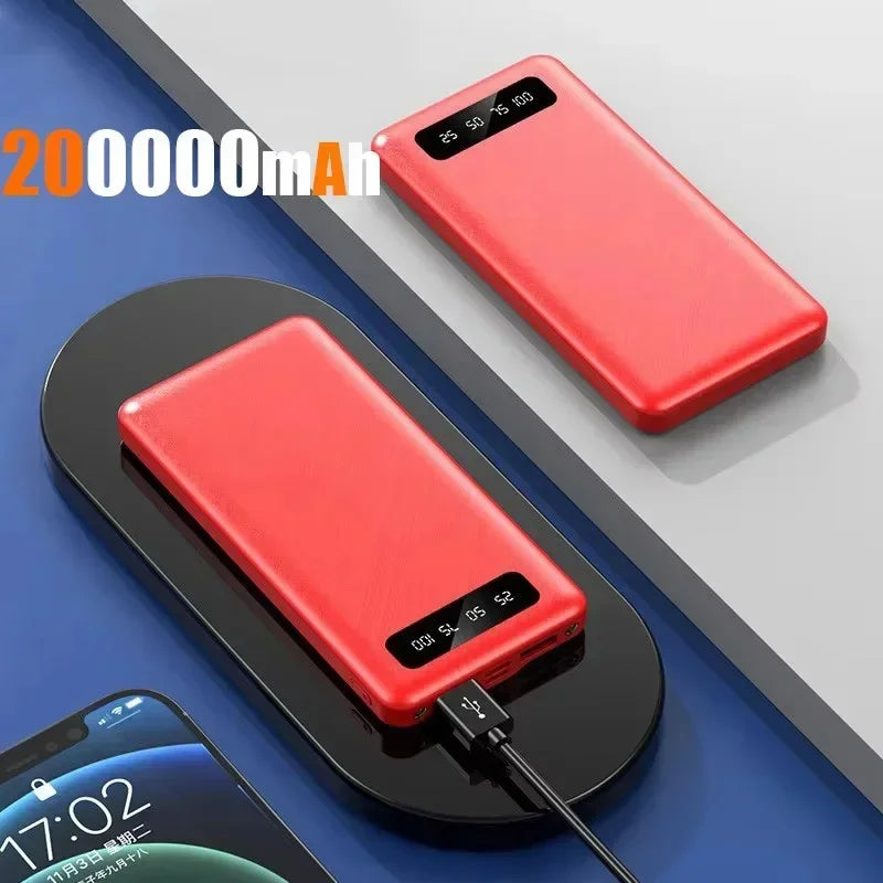 Tidesmit 200000mAh Portable Power Bank - 120W Fast Charging PD Battery Red 200000mAh Tidesmit