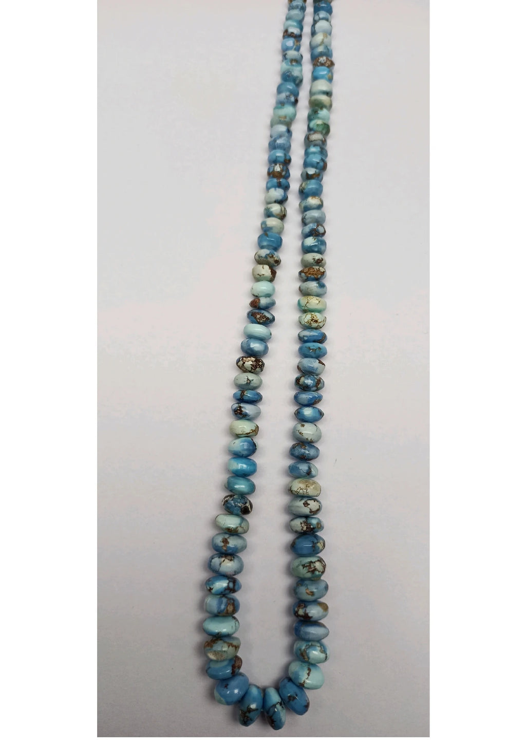 Turquoise smooth rondelle bead strand, two strands shown with mixed light and dark beads