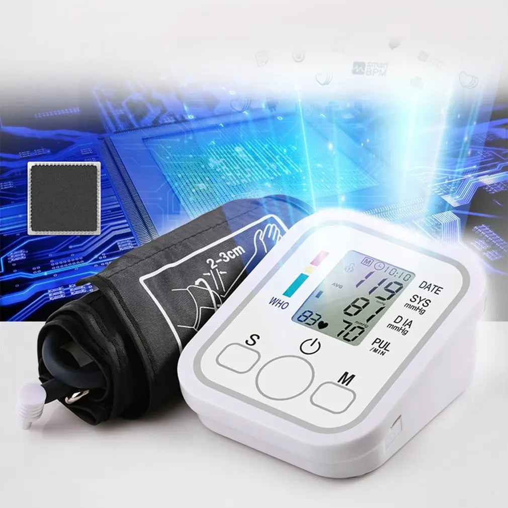 Automatic Digital Arm Blood Pressure Monitor Tonometer Meter Sphygmomanometer LCD Portable Health Care Pulse Meter BP Monitor