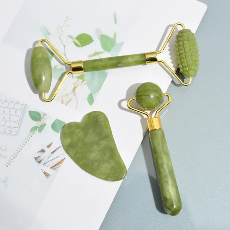 Jade Roller and Gua Sha Set | Natural Stone Facial Lifting Massage Tool Body Shaping Massage Equipment Tidesmit