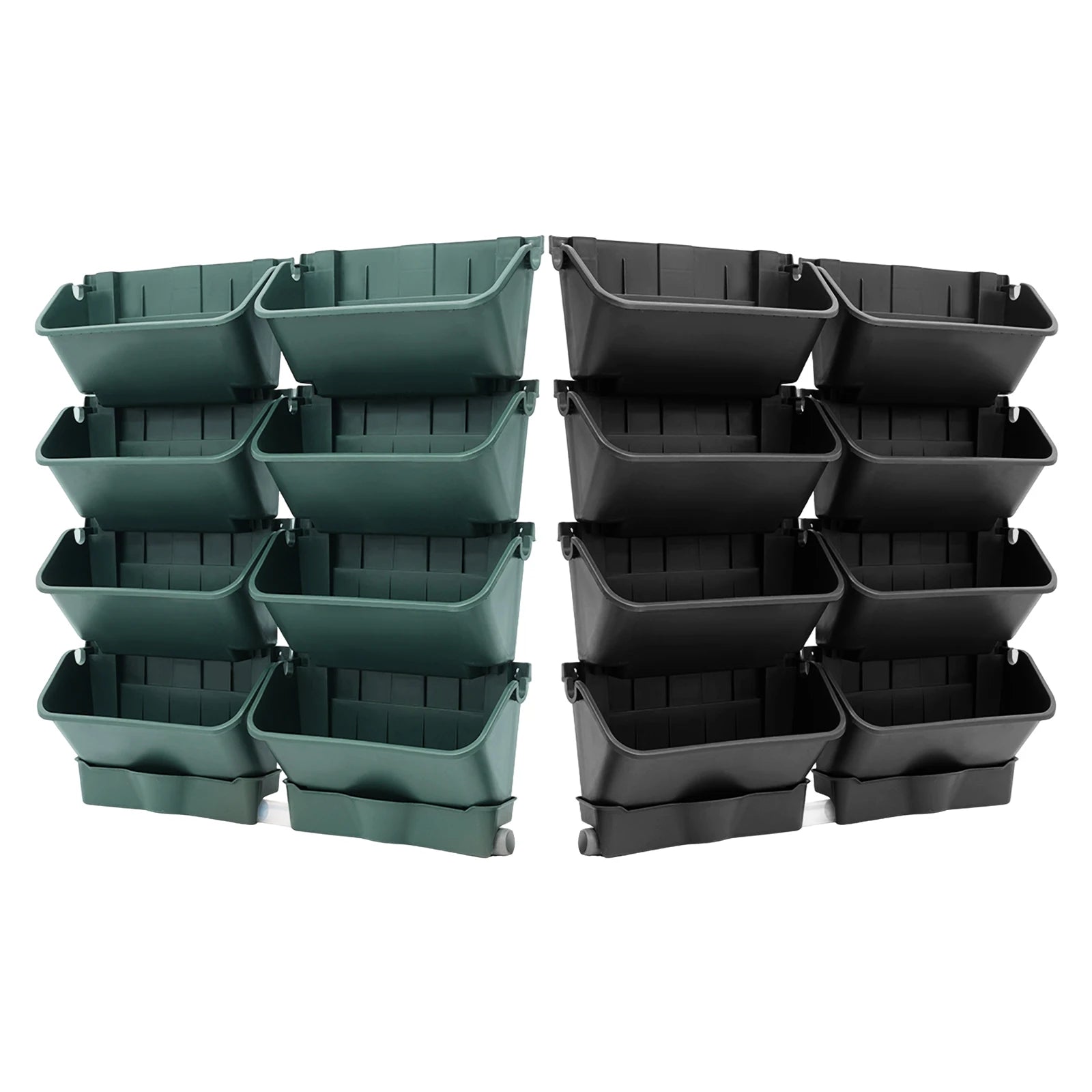 8PCS Wall-Mounted Planter, Vertical Garden Planter, Wall-Mounted Planter for Indoor and Outdoor Decor Black/Green